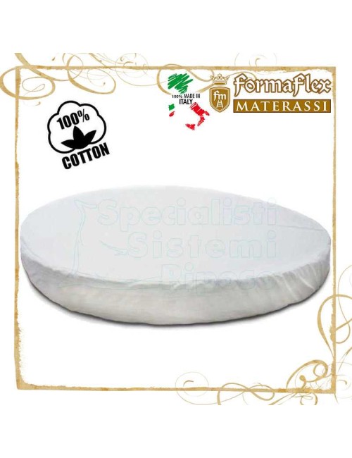 Copri materasso rotondo in cotone lavabile con fascia ed elastico
